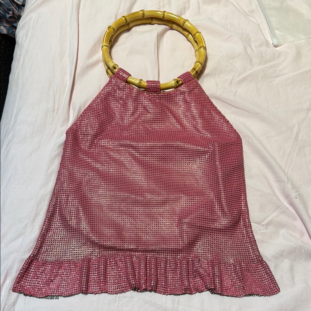 Pink Halter Top with Bamboo Ring